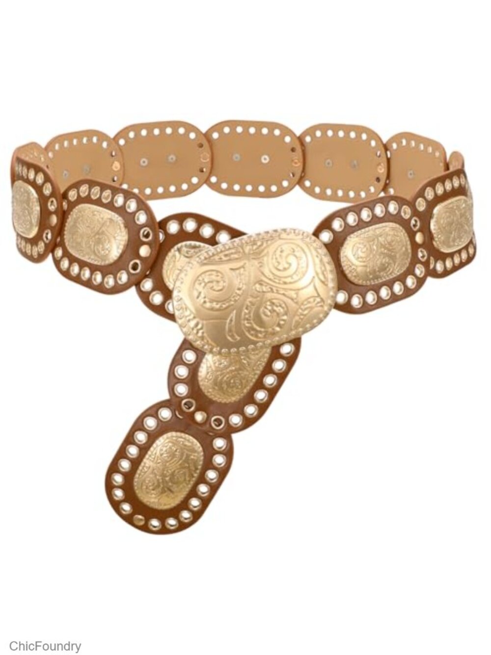 Women Concho Wide Western Disc Belt for Jeans Dress Cowgirl Cowboy Boho